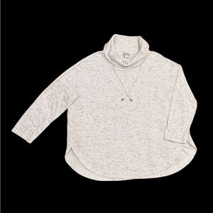 Cowl Neck Sweater 3X Ava & Viv Cream White Speckled Drawstring